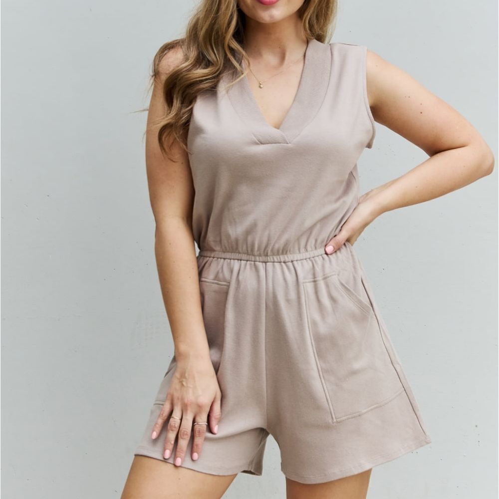 💥3/$12💥Zenana Womens Cozy Knit Summer Romper in Beige